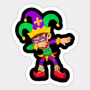 Dabbing Boy Mardi Gras Sticker